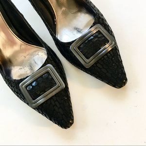 Alfani Cappy Style Patterned Suede Black Pumps 7.5